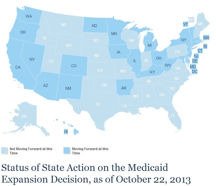 ACA Medicaid Expansion - Where States Stand October 2013